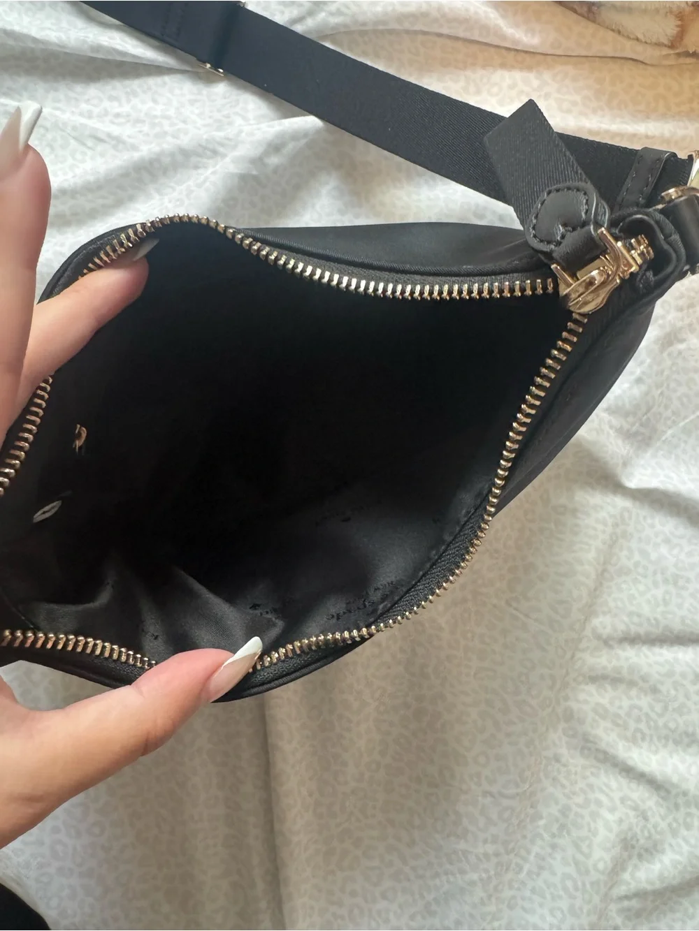 kate spade black crossbody with gold-tone accents